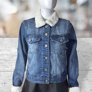 C & C California Sherpa Collar Denim Jacket